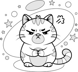 Angry Kitten Outline Coloring Page