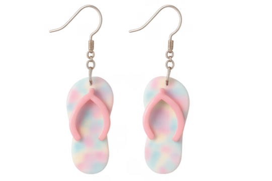 Pastel tie-dye flip-flop earrings for summer fashion