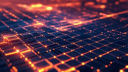 Digital circuit board grid creating abstract data stream - Powered by Adobe