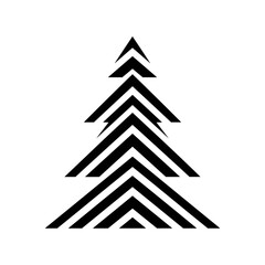 Abstract black tree silhouette with geometric lines  