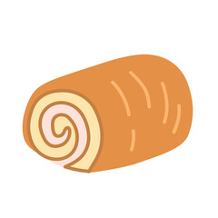 Roll Cake in Cute Flat Illustration for Bakery Sweets Collection