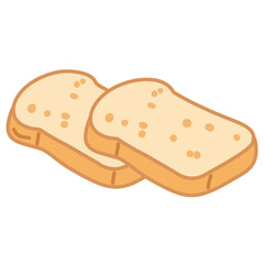 Toast Bread in Flat Cute Illustration for Breakfast Icons Set