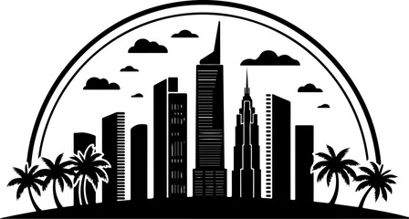 Urban Coastline Silhouette Scene