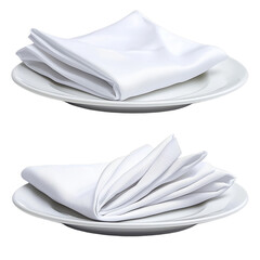 White Napkins on Plates (Transparent Background)