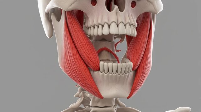Anatomical 3D animation of human jaw muscles and palate
