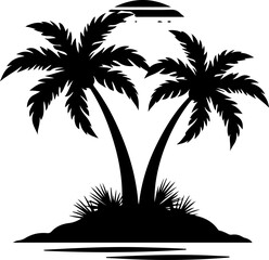 Palm Island Silhouette Vector svg