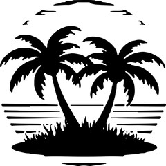 Palm Island Silhouette Vector svg