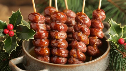 Sweet Glazed Holiday Appetizers Festive Sausage Skewers Party Delight