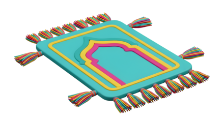 Colorful Islamic Prayer Rug with Tassels religion worship isolated on a transparent background