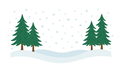 Winter pine forest snowy landscape background vector illustration, easily editable.