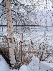 Lake Chusovoe in Yekaterinburg covered with ice