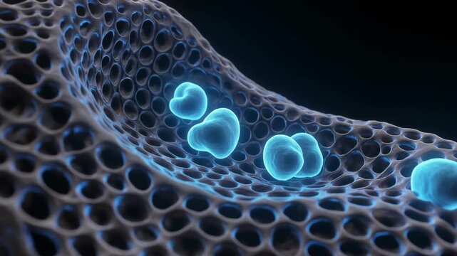 Microscopic view of chondrocytes within cartilage matrix