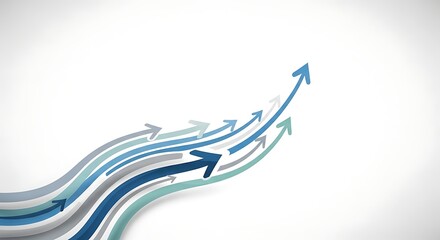 Dynamic arrows ascend upwards, symbolizing growth, progress, and successful business strategy in a modern, clean design.