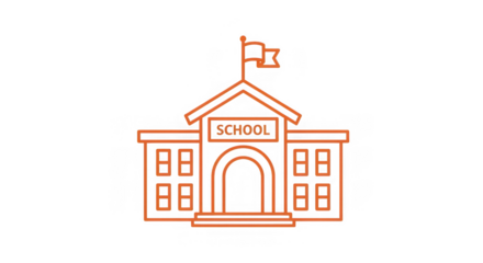 School building icon, a vector illustration