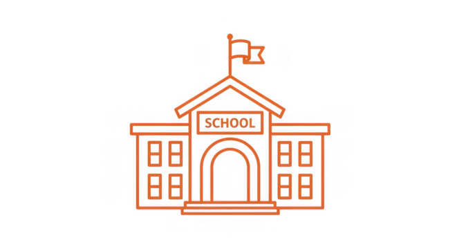 School building icon, a vector illustration