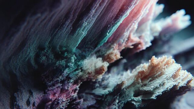 Abstract micro crystal mineral structure displaying colorful geological formation
