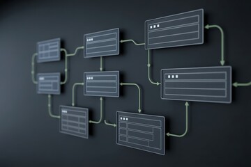 Interconnected system process flowchart diagram for data flow