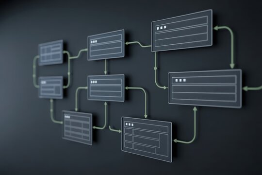 Interconnected system process flowchart diagram for data flow - Powered by Adobe