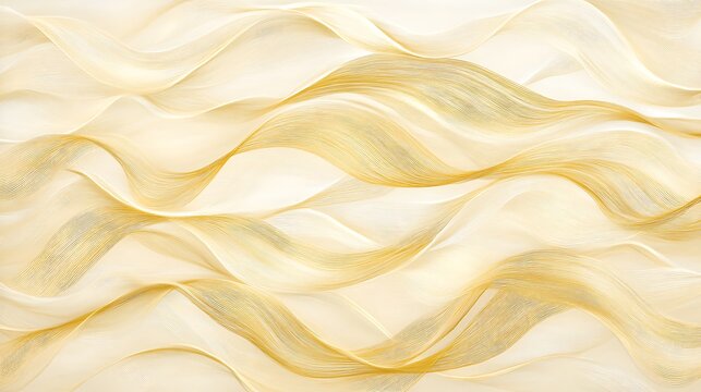 Golden abstract flowing lines and soft waves pattern, artistic fluid background image