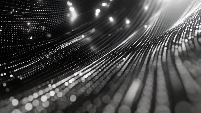 Abstract technology network creating digital data wave particles - Powered by Adobe
