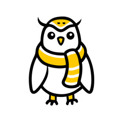 Stylized yellow character wearing a scarf on a black background