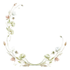 Watercolor Floral Corner Frame Clipart