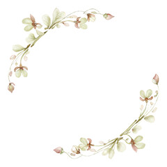 Watercolor Floral Corner Frame Clipart