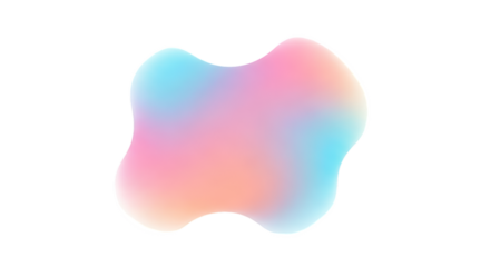 Abstract iridescent blob shape with soft pastel gradient colors isolated on transparent background