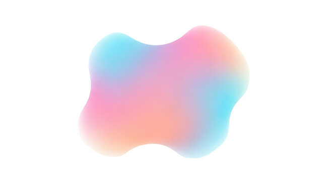 Abstract iridescent blob shape with soft pastel gradient colors isolated on transparent background