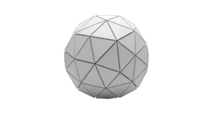 A geometric faceted egg shape with a complex polygonal structure isolated on transparent background