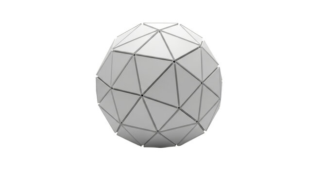 A geometric faceted egg shape with a complex polygonal structure isolated on transparent background