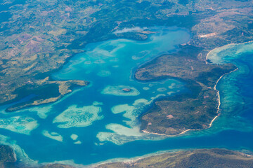 Aerial view of islands in the sea