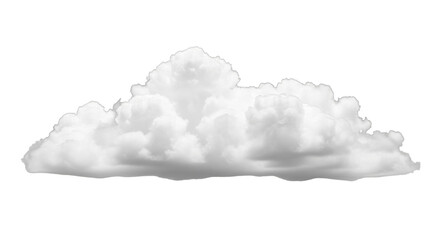 A fluffy white cumulus cloud formation with soft edges isolated on transparent background
