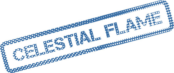 Blue Dotted Celestial Flame Stamp Imprint Representing Spiritual Fire and Inner Passion