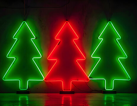 christmas tree on neon light