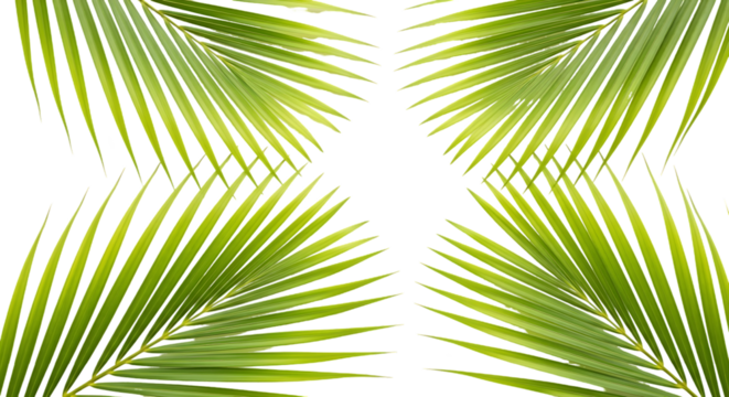 Symmetrical green palm fronds against black background - Powered by Adobe