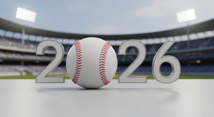 Baseball Future Game in Stadium - A baseball with numbers in a stadium background symbolizes upcoming sporting event, anticipation, competition, teamwork, and excitement