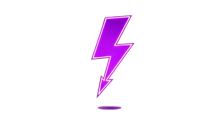 Vibrant neon purple lightning bolt symbol with subtle glow isolated on transparent background