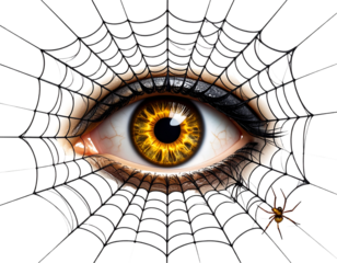 Creepy Eyeball on Spider Legs, Walking Insect-Hybrid Horror, Transparent PNG