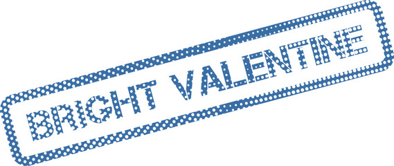 Festive blue dotted Bright Valentine stamp symbol on white celebrates love and romance