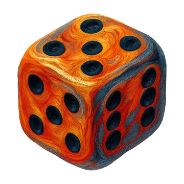 PNG Vibrant textured orange dice illustration.
