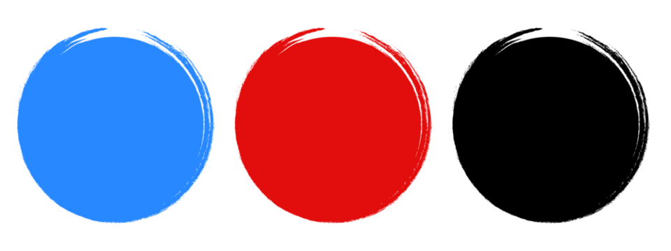 Abstract blue and red circles on black background