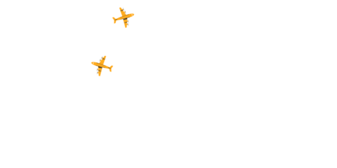 Airplanes traveling across black background with dotted lines
