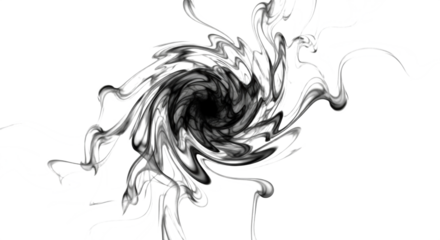 Abstract swirling gray smoke formed into a ghostly figure isolated on transparent background