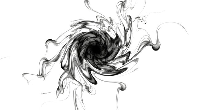 Abstract swirling gray smoke formed into a ghostly figure isolated on transparent background