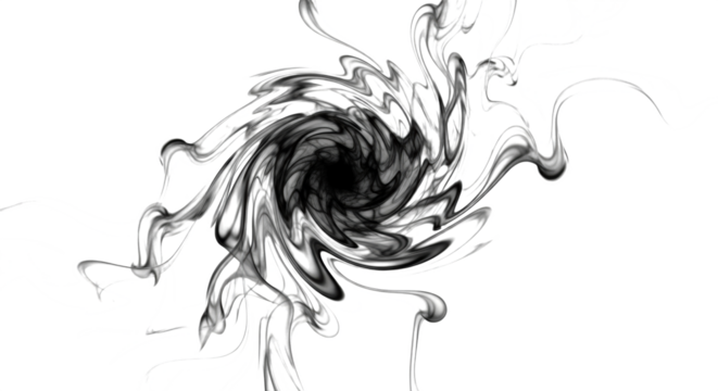 Abstract swirling gray smoke formed into a ghostly figure isolated on transparent background