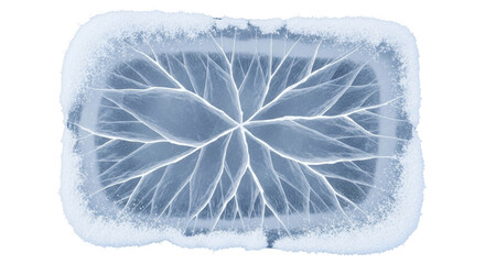 Intricate frost crystal formation with branching patterns isolated on transparent background