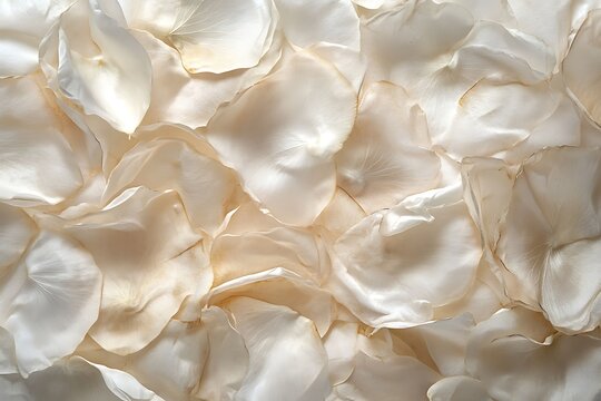 Abstract background of pearlescent white flower petals, wedding or bridal decor and organic material
