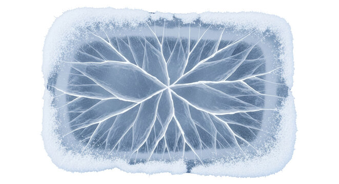 Intricate frost crystal formation with branching patterns isolated on transparent background