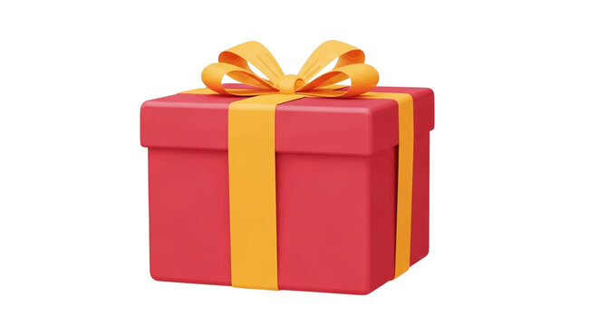 Red gift box with yellow ribbon and bow